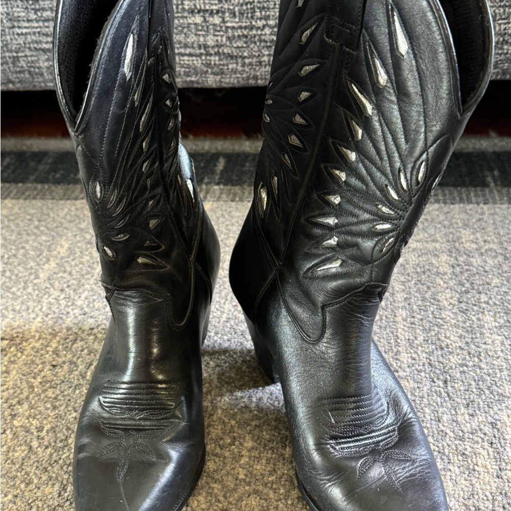 Dingo Black Heeled Boots with Western Flair